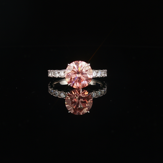 Fancy Vivid Pink Lab Diamond Ring in White Gold