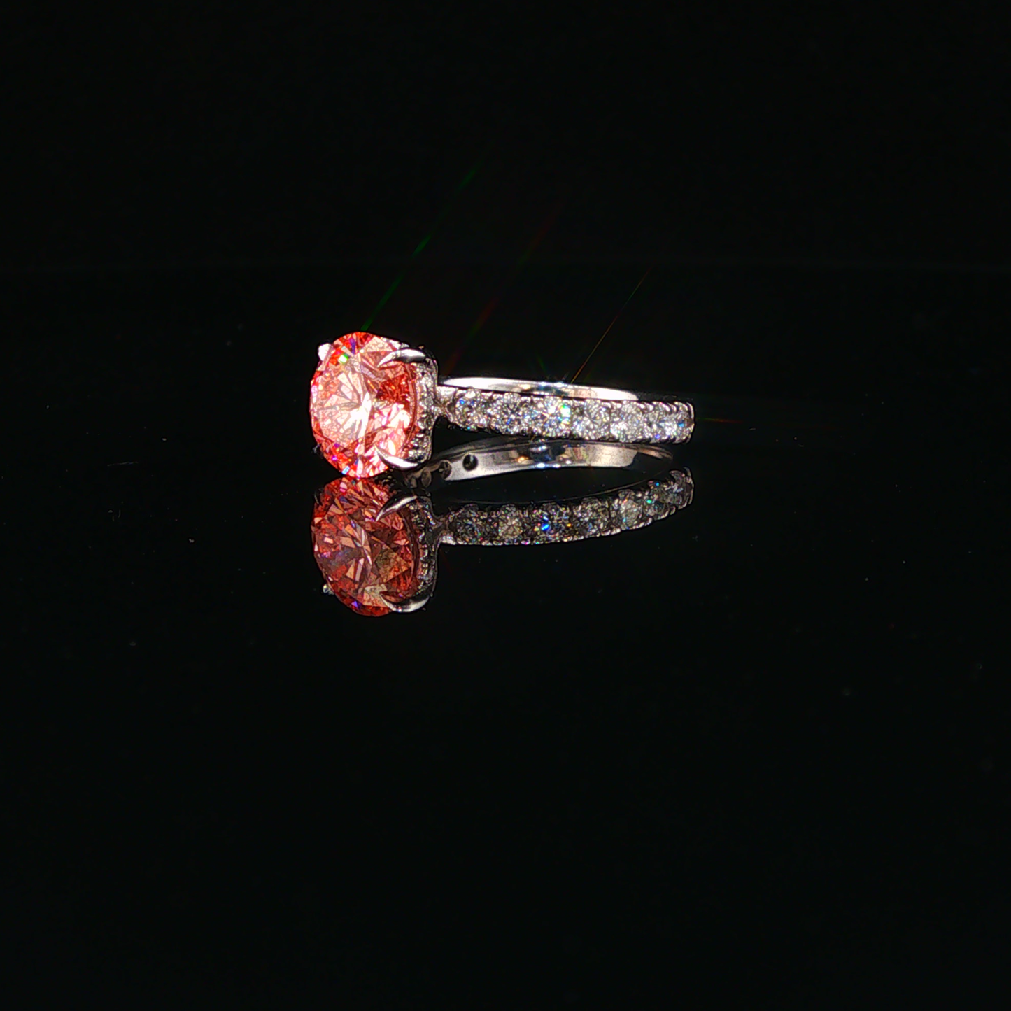 Fancy Vivid Pink Lab Diamond Ring in White Gold