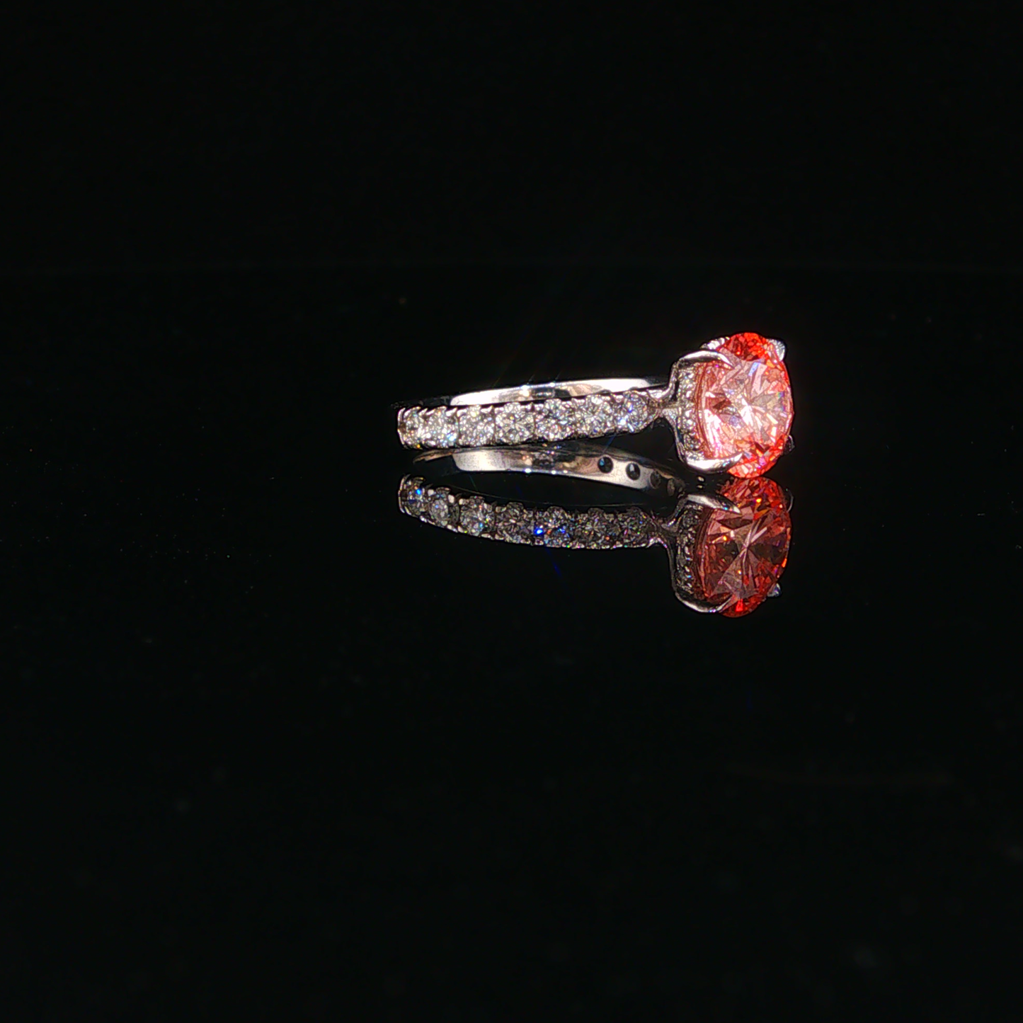 Fancy Vivid Pink Lab Diamond Ring in White Gold