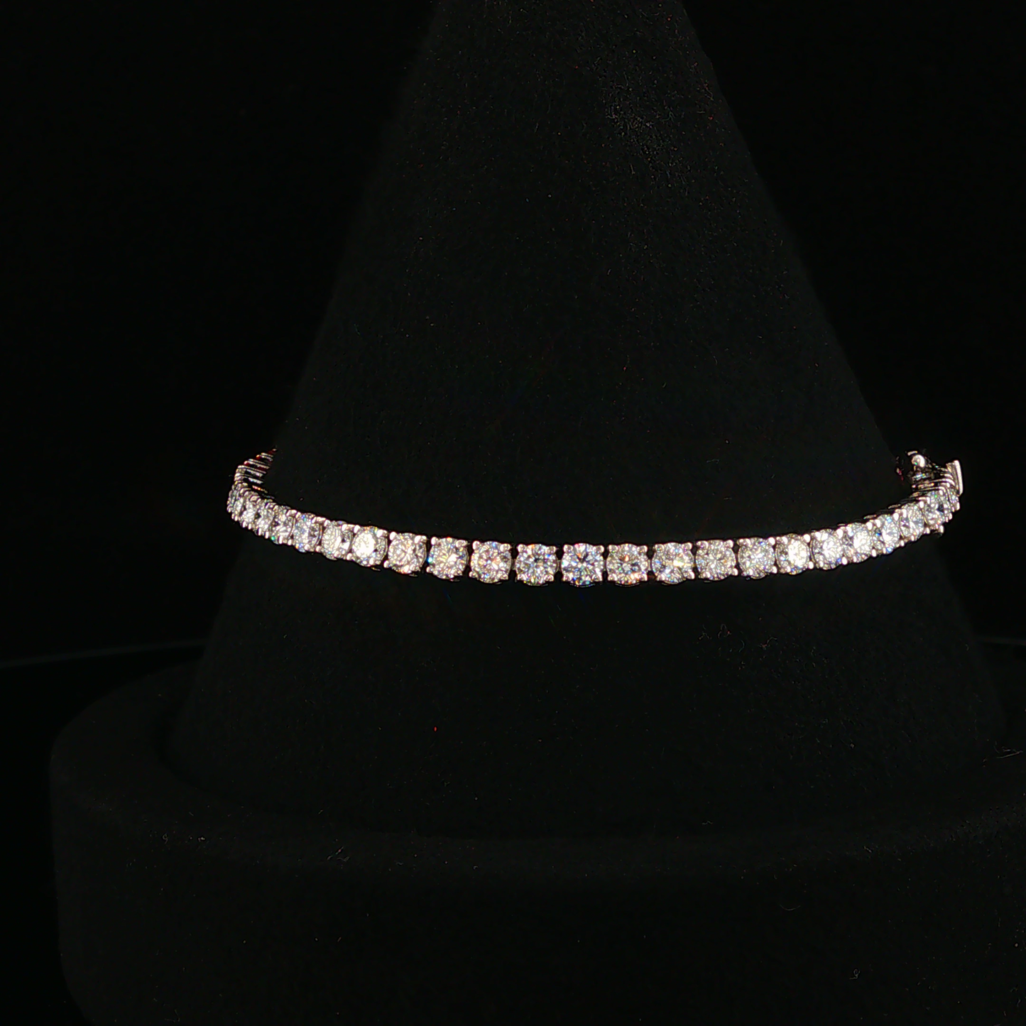 Pigeon Blood Ruby Two-Tone Tennis Lab Diamond Bracelet in White Gold