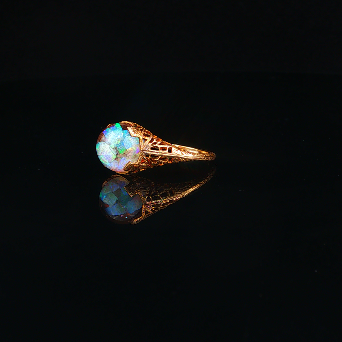 Vintage-Style Opal Cocktail Ring in Yellow Gold