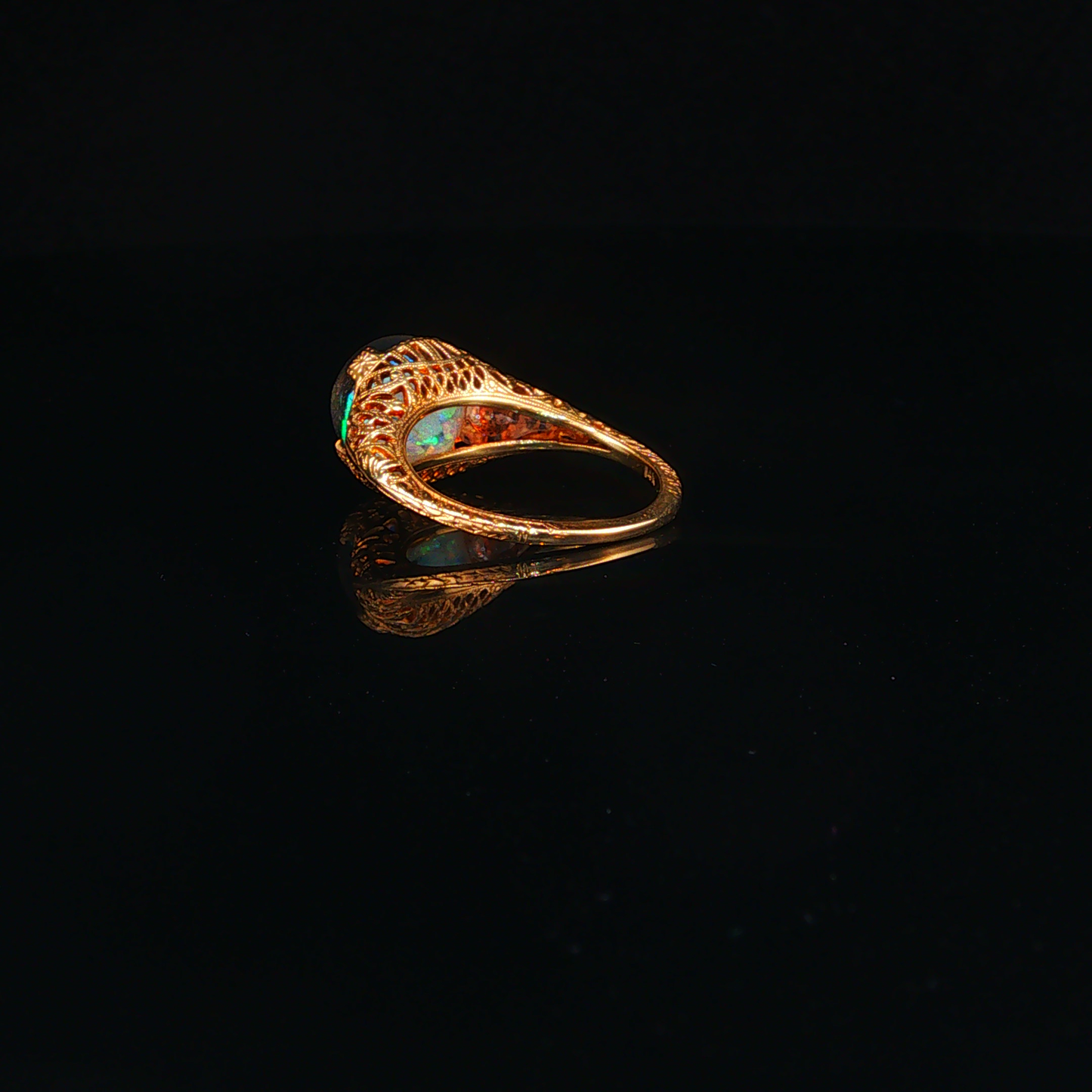 Vintage-Style Opal Cocktail Ring in Yellow Gold