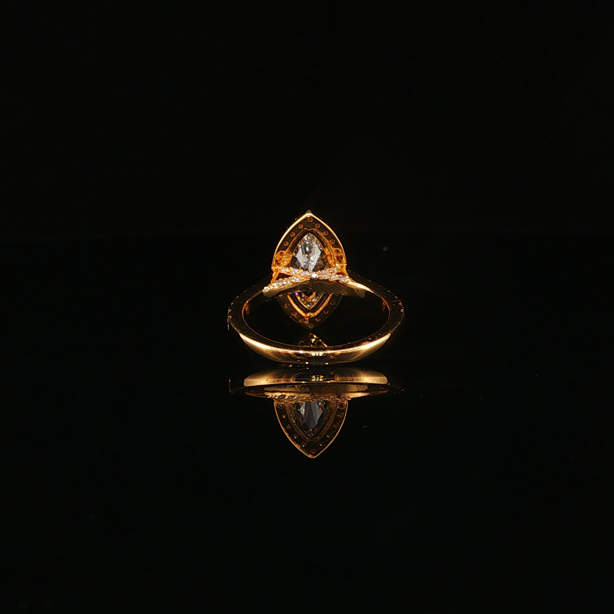 Yellow Gold Marquise Lab Diamond Halo Engagement Ring