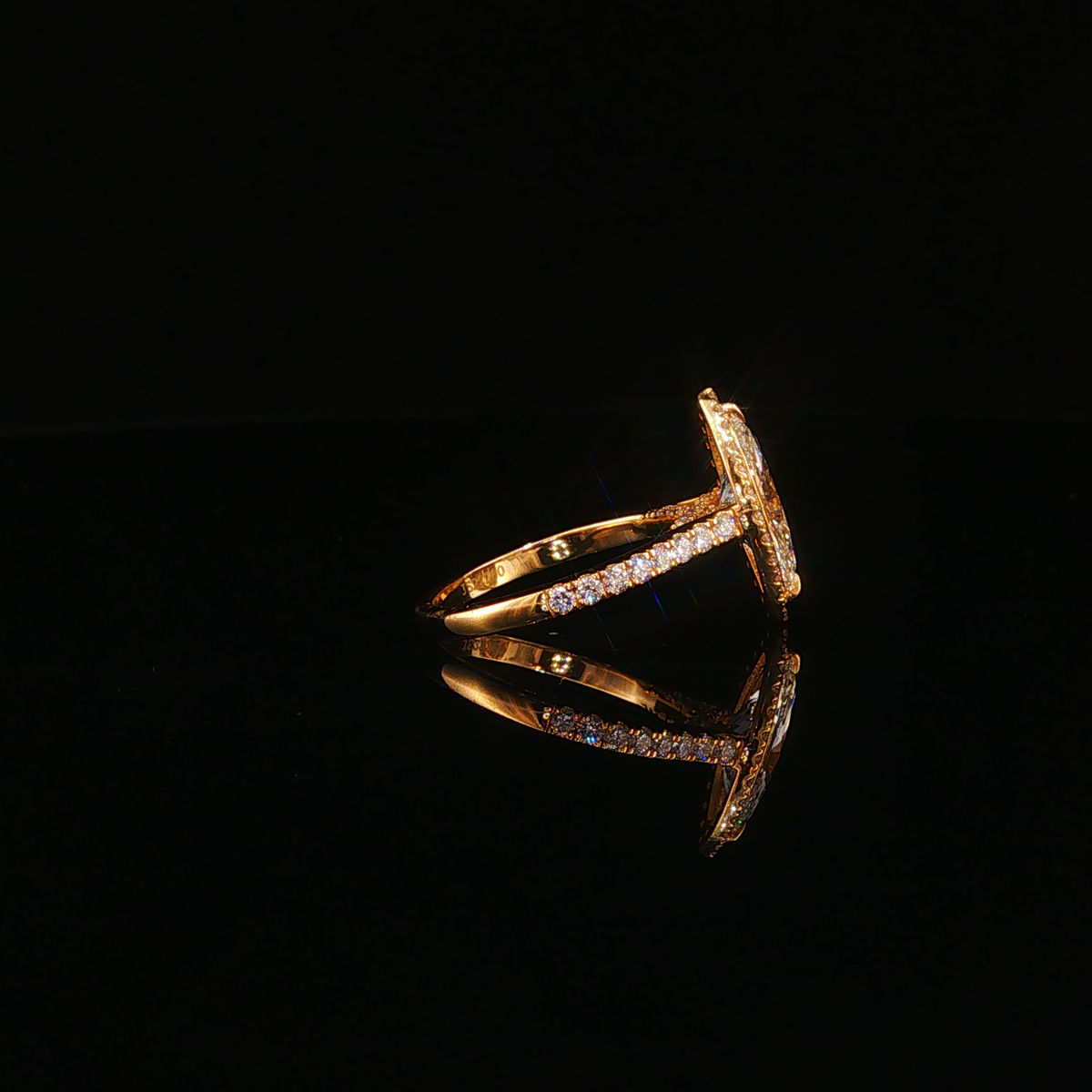 Yellow Gold Marquise Lab Diamond Halo Engagement Ring