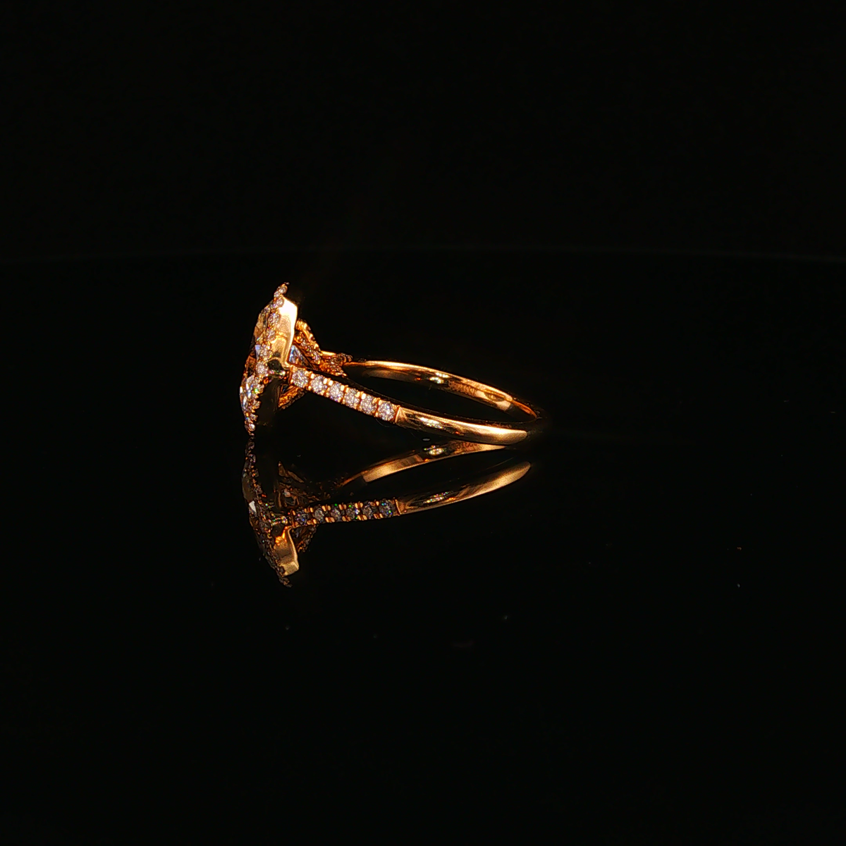 Oval Lab Diamond Halo Engagement Ring in Yellow Gold