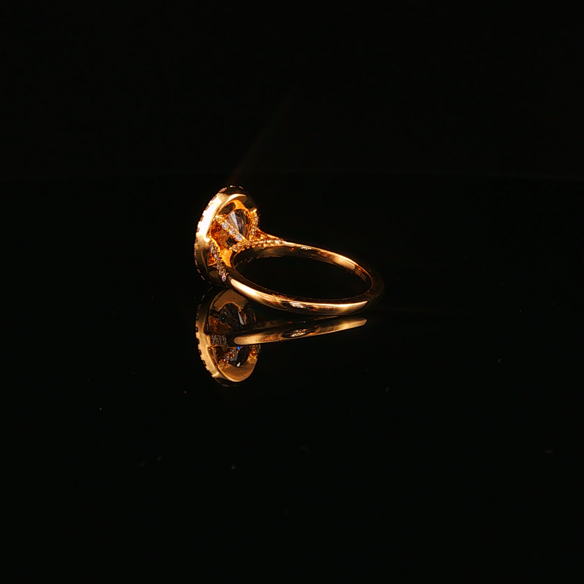 Oval Lab Diamond Halo Engagement Ring in Yellow Gold
