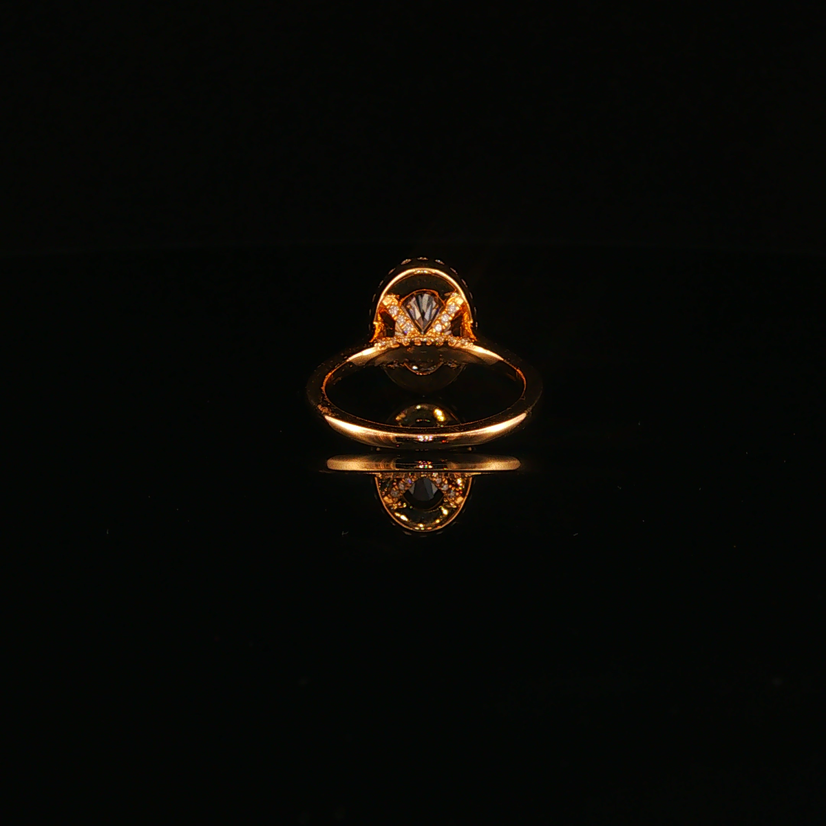 Oval Lab Diamond Halo Engagement Ring in Yellow Gold