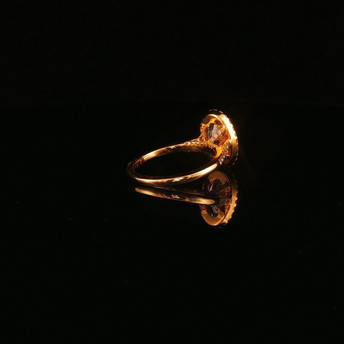 Oval Lab Diamond Halo Engagement Ring in Yellow Gold