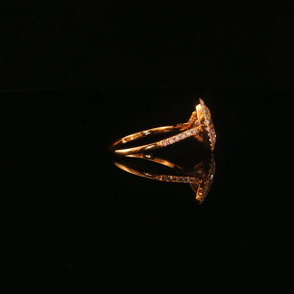Oval Lab Diamond Halo Engagement Ring in Yellow Gold