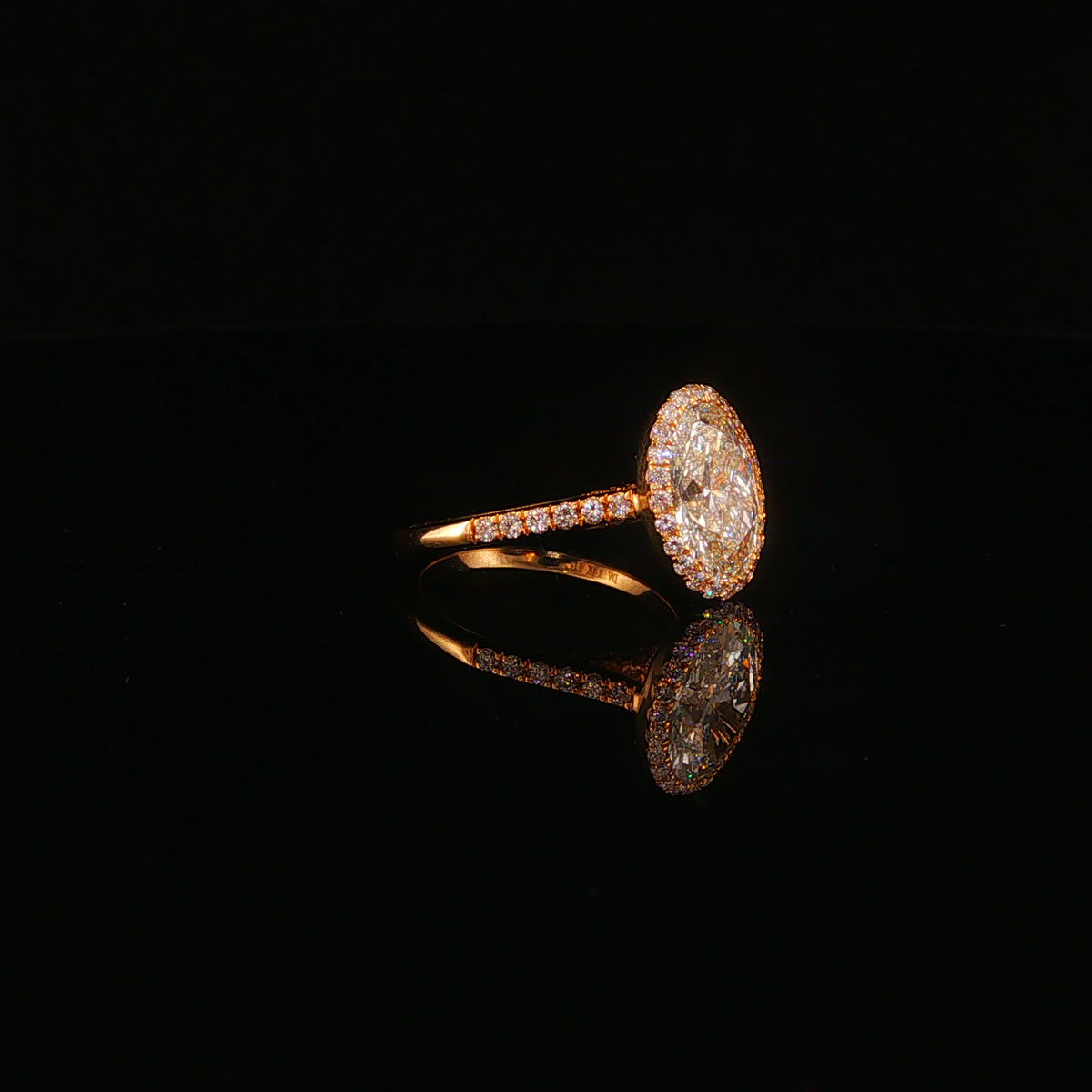 Oval Lab Diamond Halo Engagement Ring in Yellow Gold