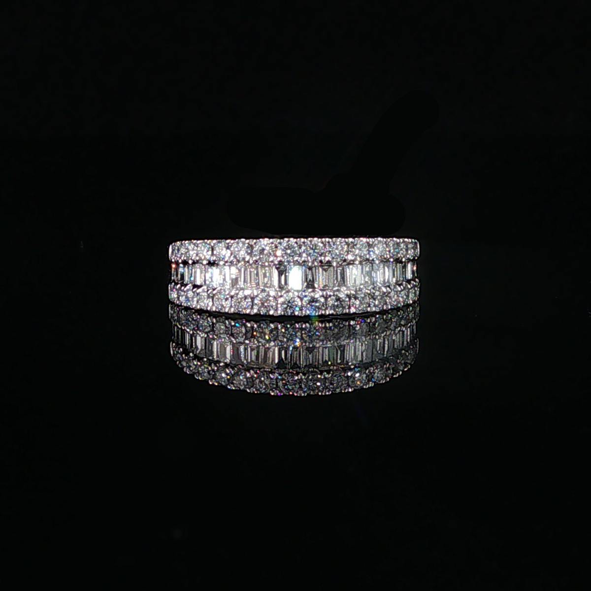 White Gold Multi-Row Natural Diamond Eternity Ring
