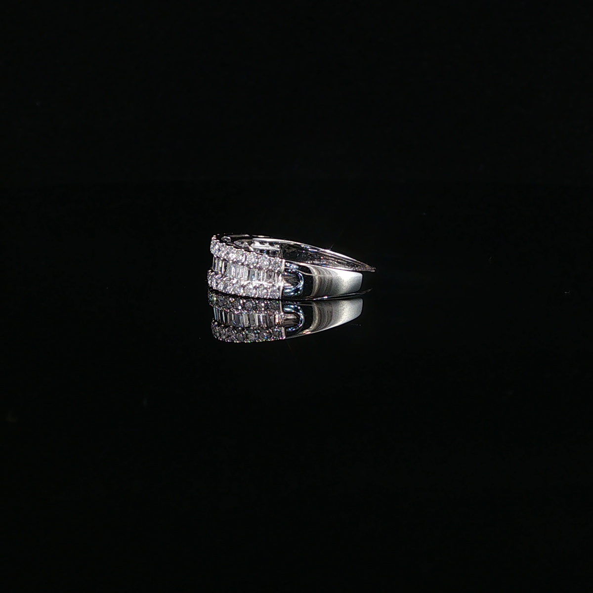 White Gold Multi-Row Natural Diamond Eternity Ring