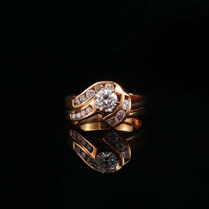 Natural Diamond Swirl Bypass Engagement Ring in Yellow Gold