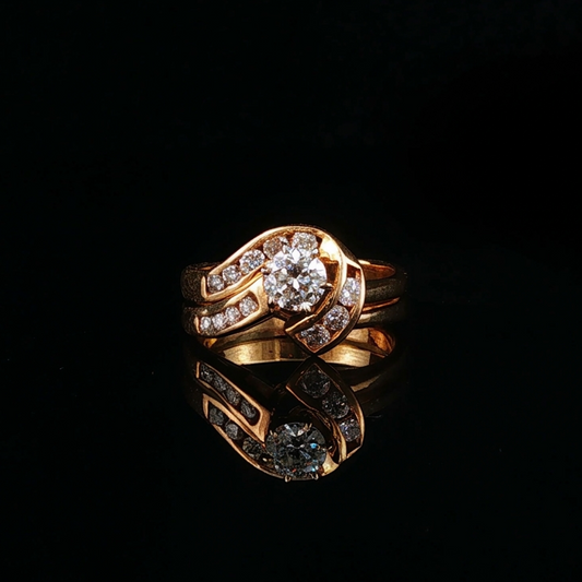 Natural Diamond Swirl Bypass Engagement Ring in Yellow Gold