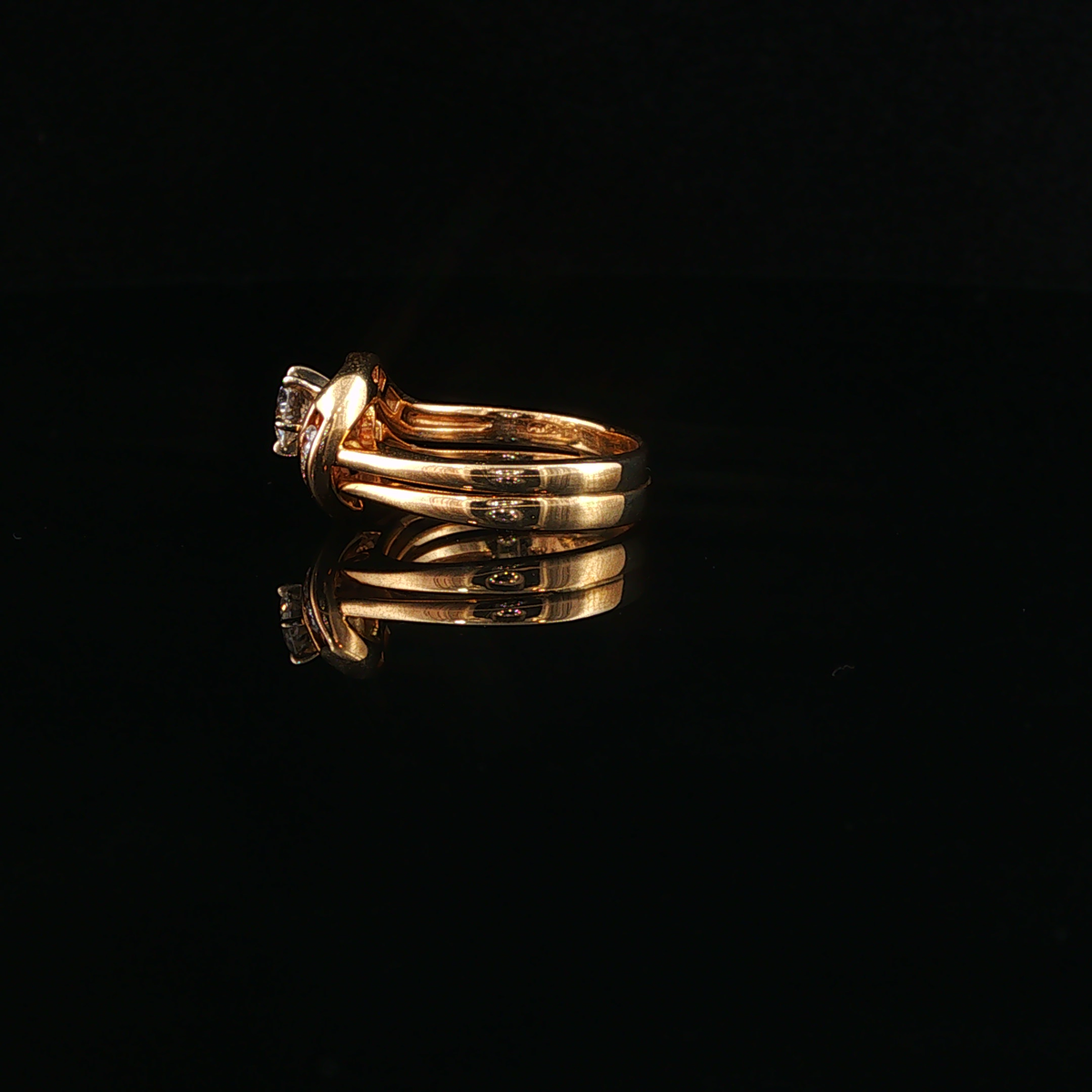Natural Diamond Swirl Bypass Engagement Ring in Yellow Gold