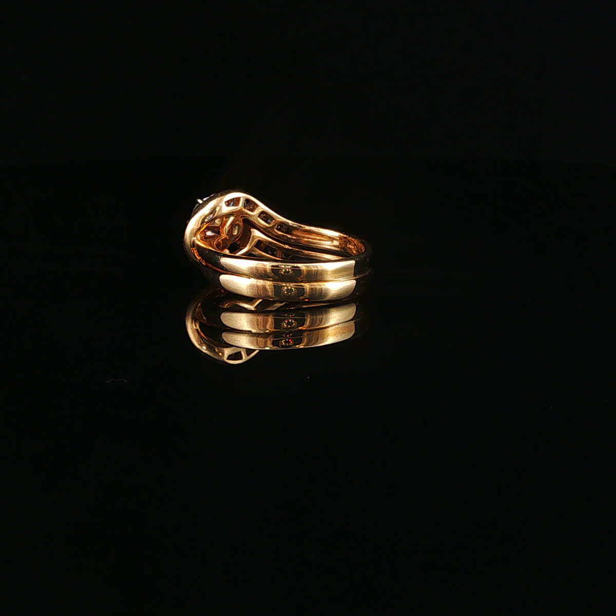 Natural Diamond Swirl Bypass Engagement Ring in Yellow Gold