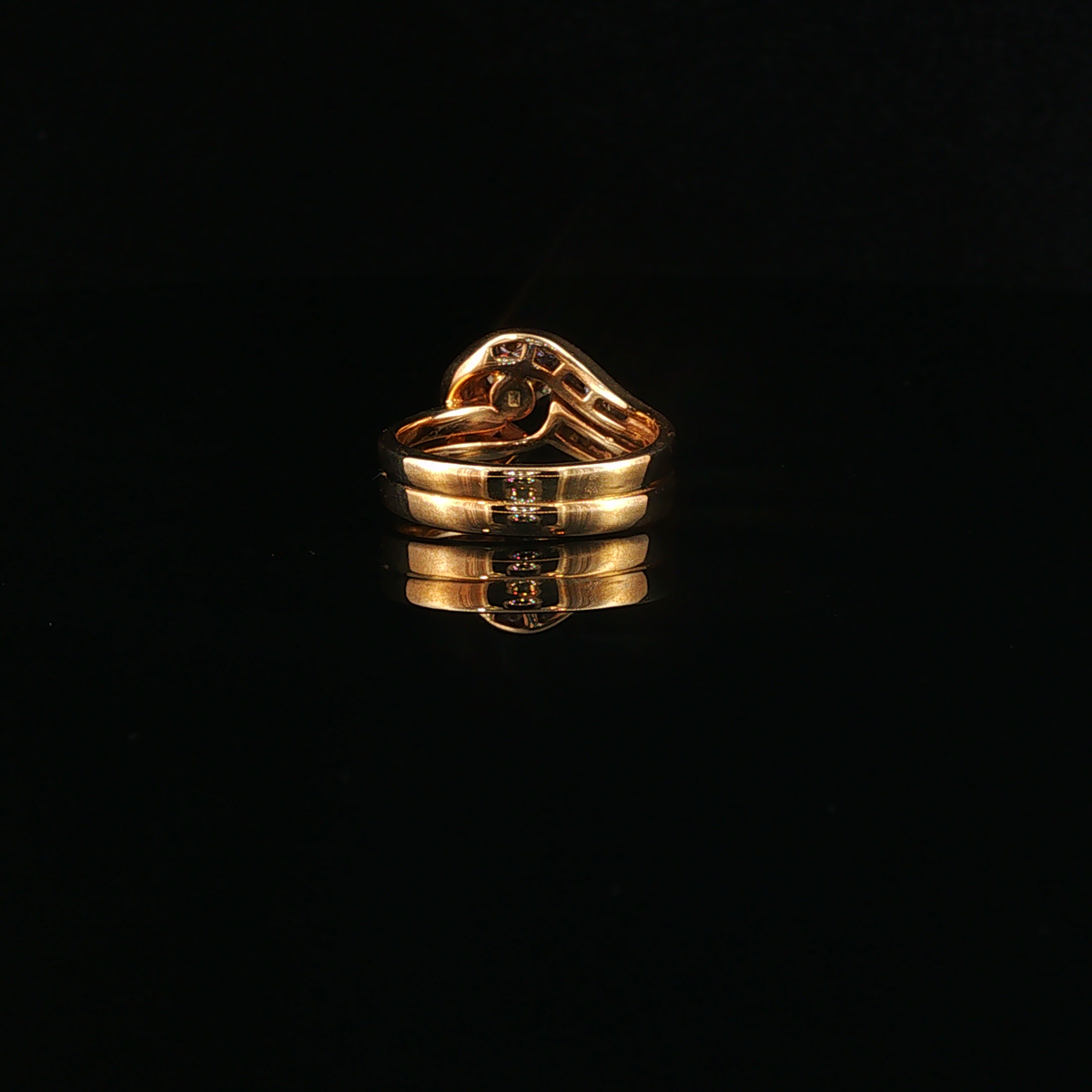 Natural Diamond Swirl Bypass Engagement Ring in Yellow Gold