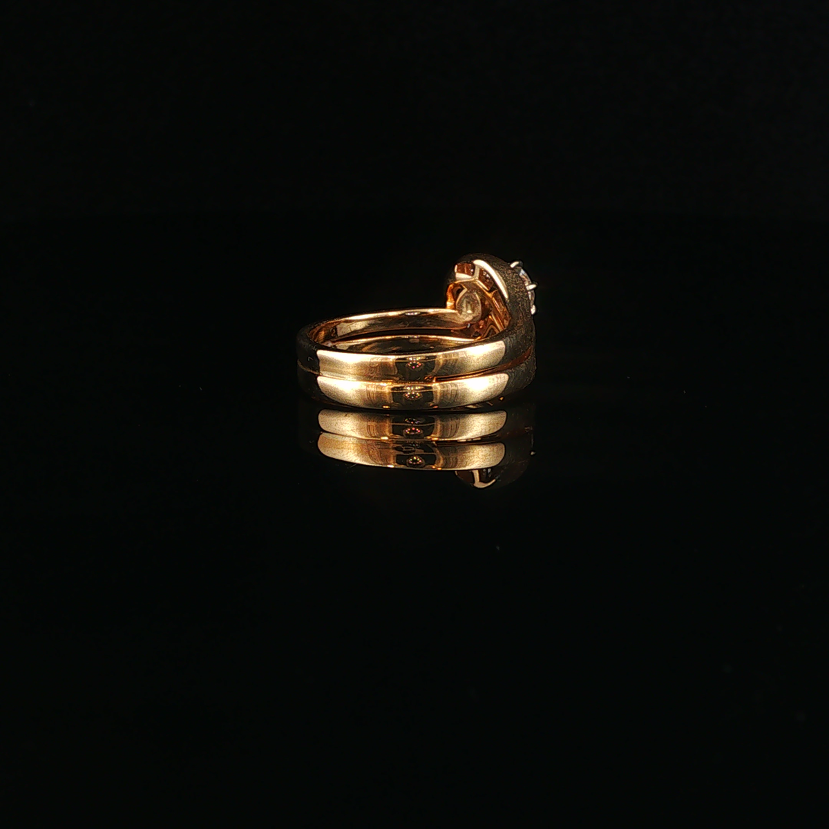 Natural Diamond Swirl Bypass Engagement Ring in Yellow Gold
