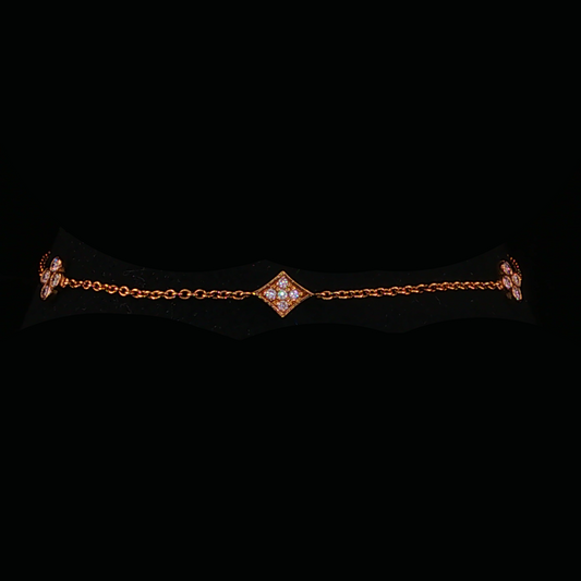Diamond Geometric Motif Chain Bracelet in Rose Gold