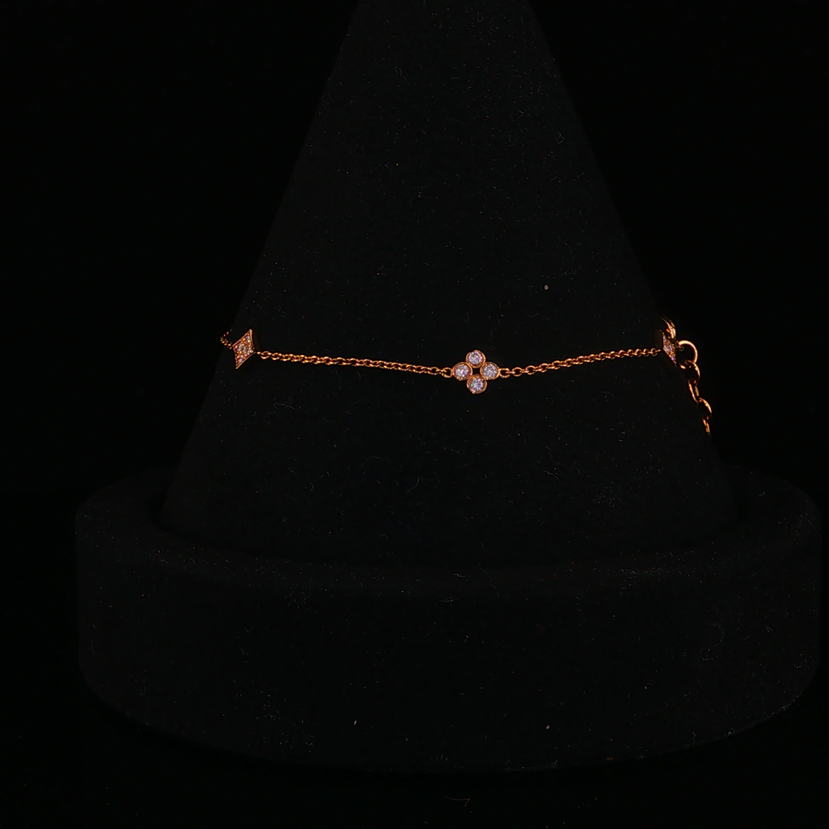 Diamond Geometric Motif Chain Bracelet in Rose Gold