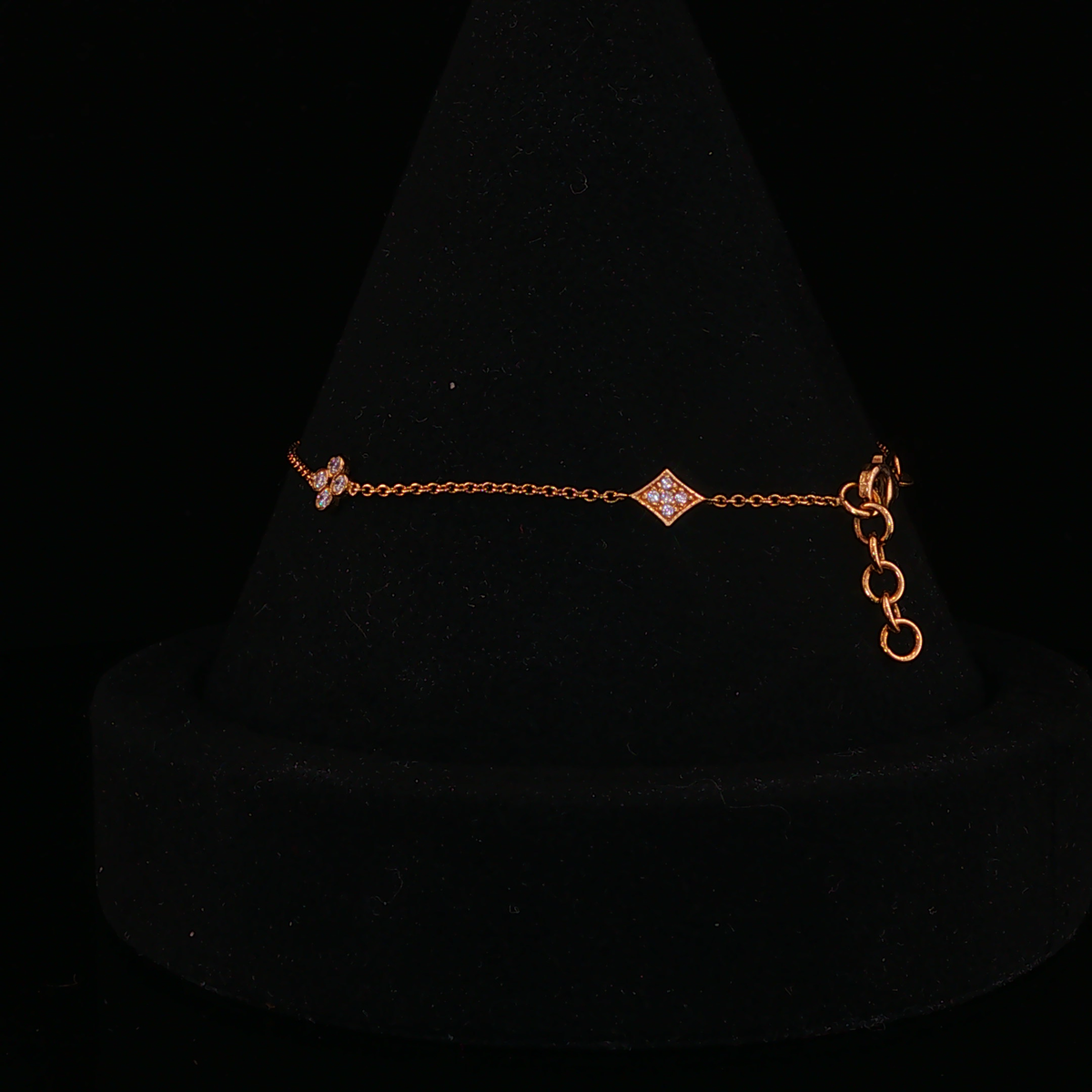Diamond Geometric Motif Chain Bracelet in Rose Gold