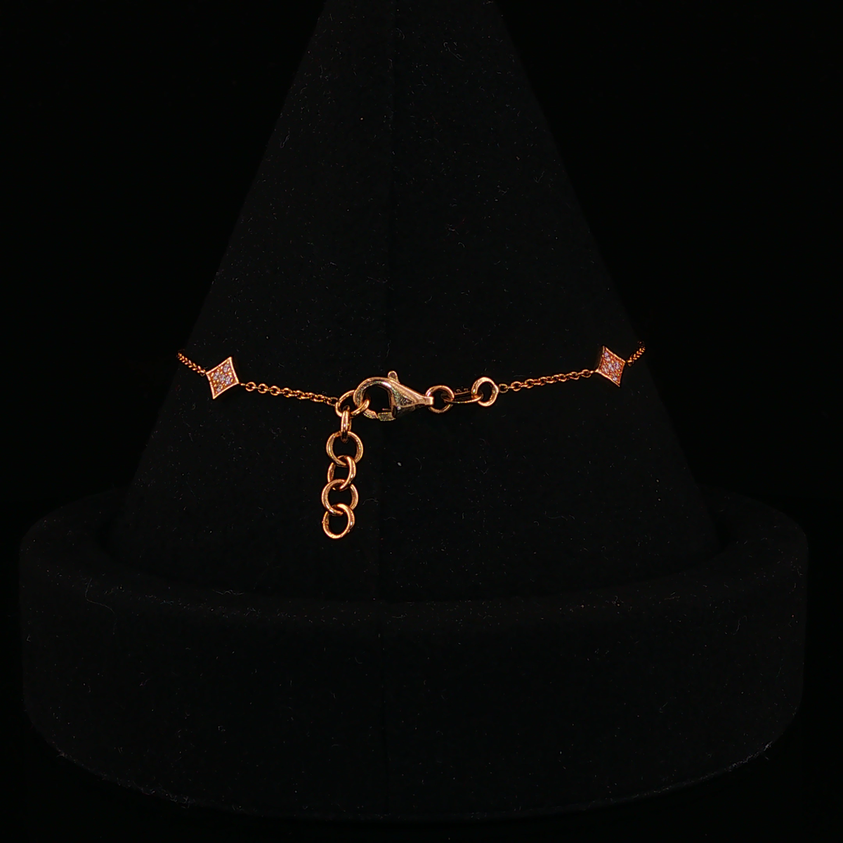 Diamond Geometric Motif Chain Bracelet in Rose Gold