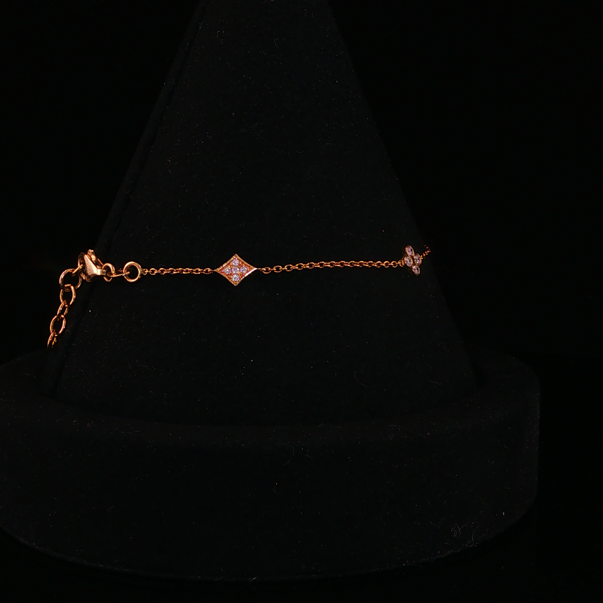 Diamond Geometric Motif Chain Bracelet in Rose Gold