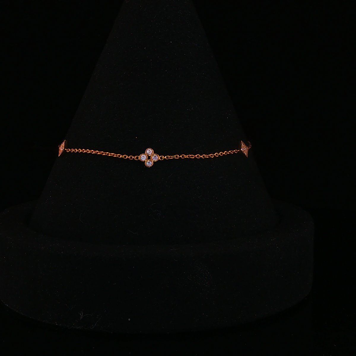 Diamond Geometric Motif Chain Bracelet in Rose Gold