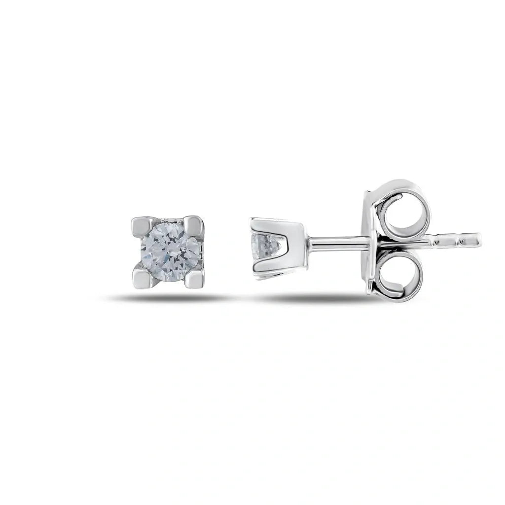 14K Natural Diamond White Gold Earrings: Infinity Jewels USA