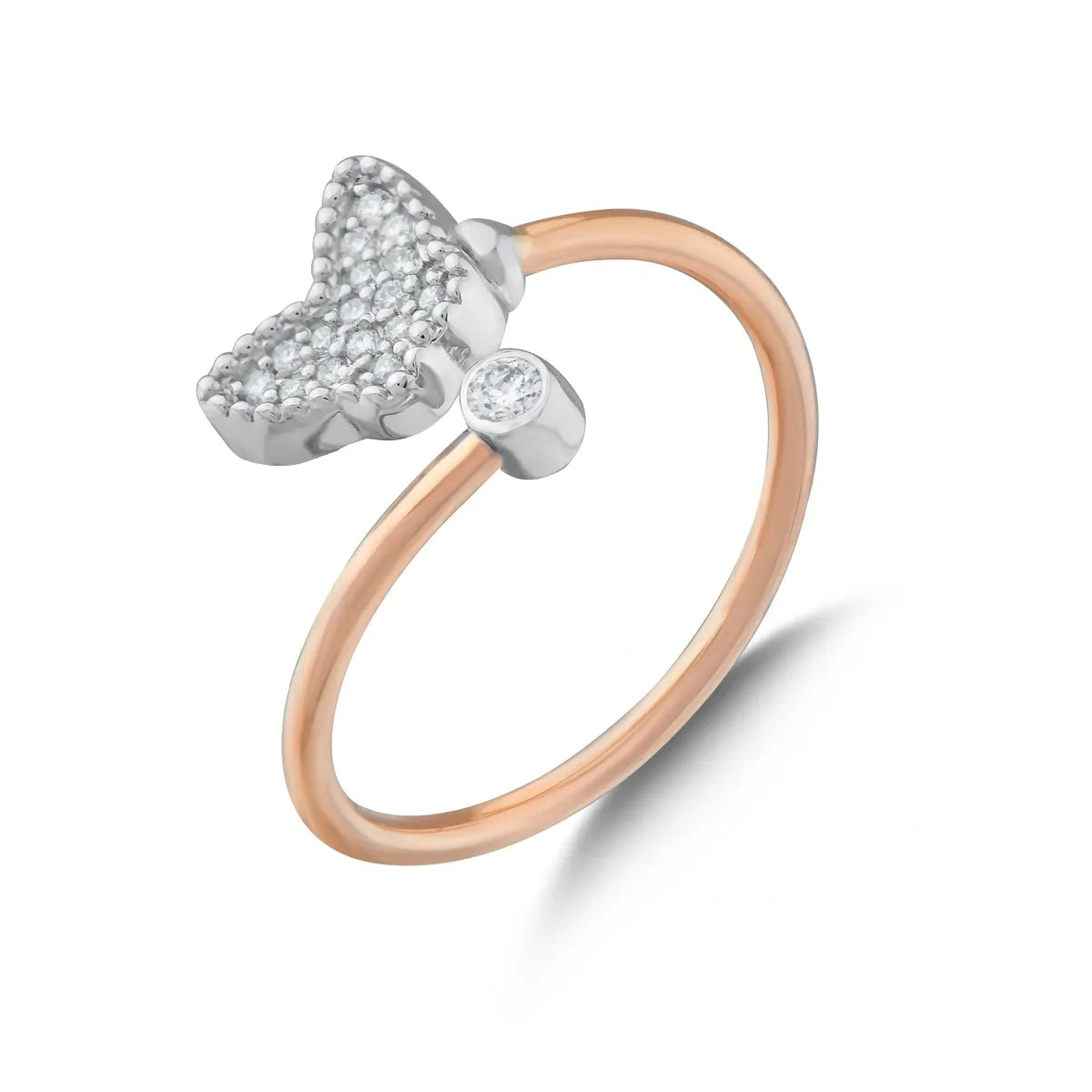 14K Rose White Gold Butterfly Ring Diamond | Infinity Jewels USA