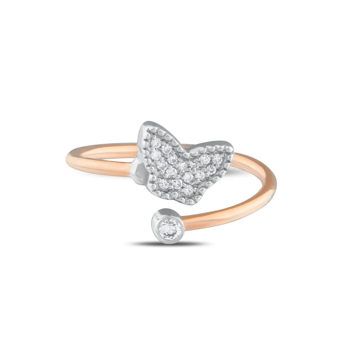 14K Rose White Gold Butterfly Ring Diamond | Infinity Jewels USA