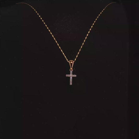 Lab Diamond Cross Pendant Necklace in Yellow Gold