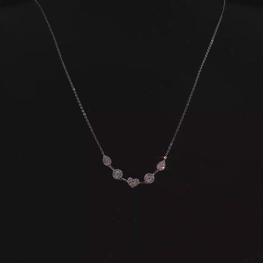 Multi-Shape Natural Diamond Pave Station Necklace in White Gold