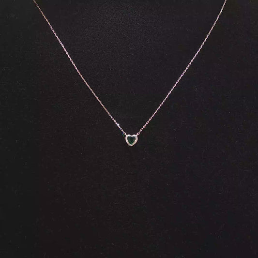 Heart-Shaped Emerald Chain Necklace in White Gold