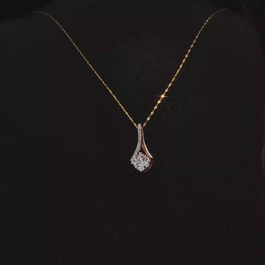 Lab Diamond Teardrop Pendant Necklace in Yellow Gold