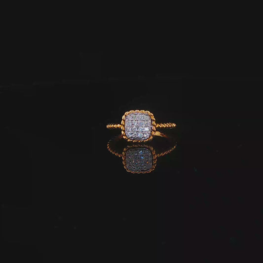 Natural Diamond Cluster Cocktail Ring in Textured Yellow Gold