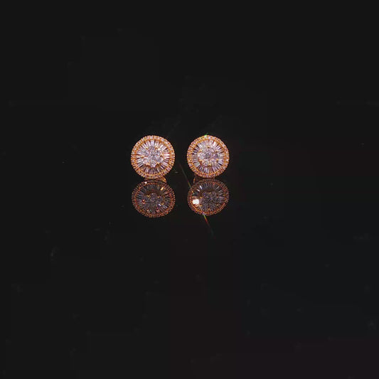 Diamond Cluster Halo Stud Earrings in Yellow Gold