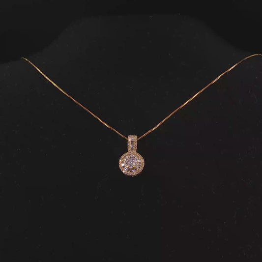 Natural Diamond Circular Cluster Pendant Necklace in Yellow Gold