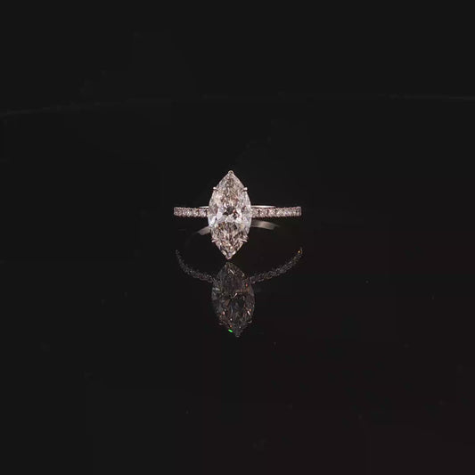 Marquise Cut Lab Diamond Solitaire Ring in White Gold