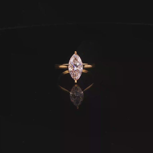 Marquise Cut Lab Diamond Solitaire Ring in Yellow Gold