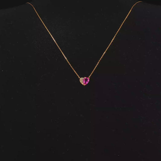 Heart-Shaped Hot Pink Sapphire Pendant Necklace in Rose Gold
