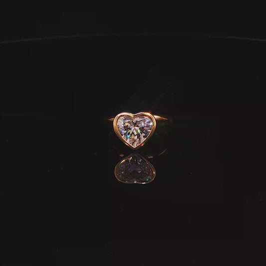 Heart-Shaped Lab Diamond Bezel Solitaire Ring in Yellow Gold