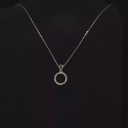 White Gold Diamond Open Circle Pendant Necklace