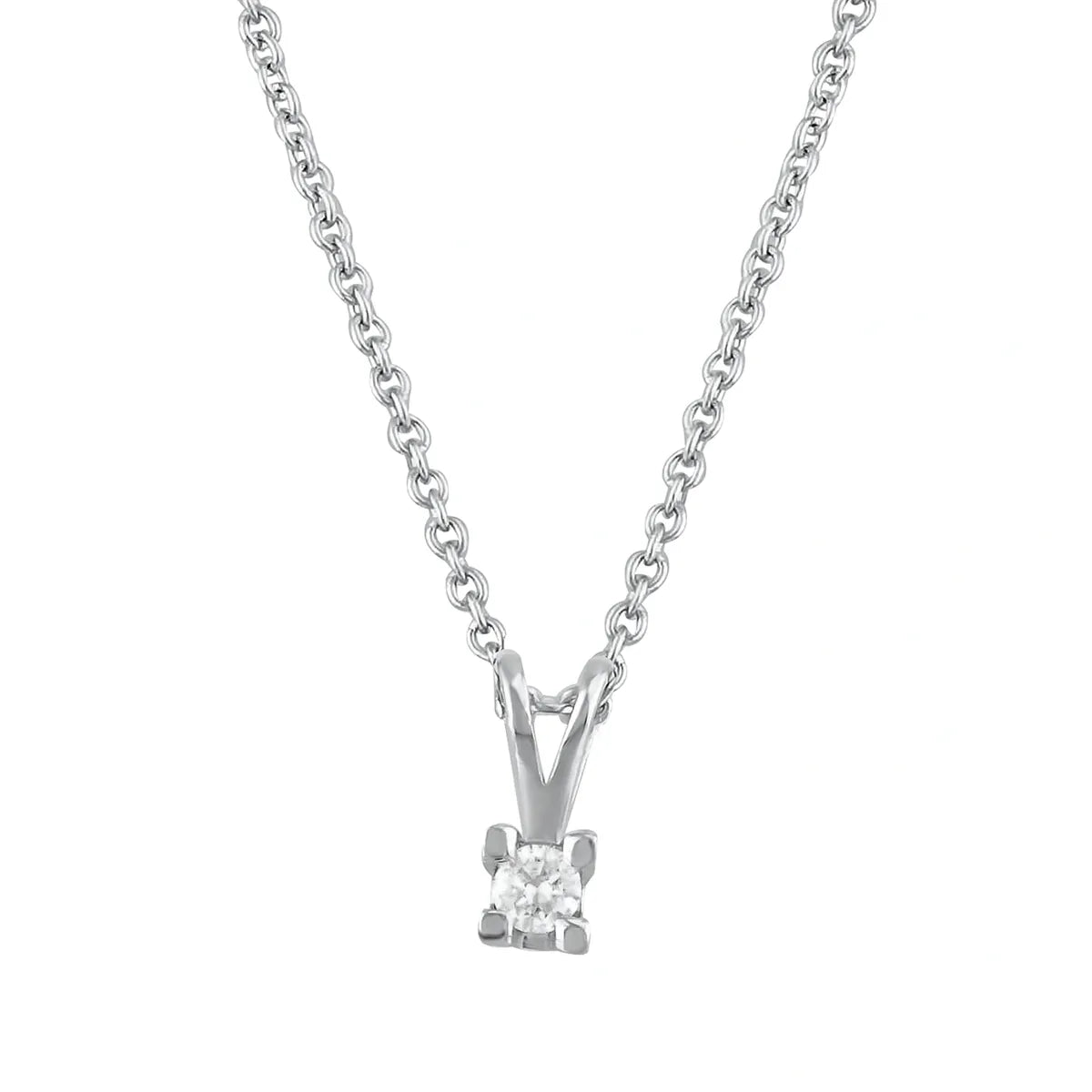 14K White Gold Prong Single Stone Necklace Diamond Setting